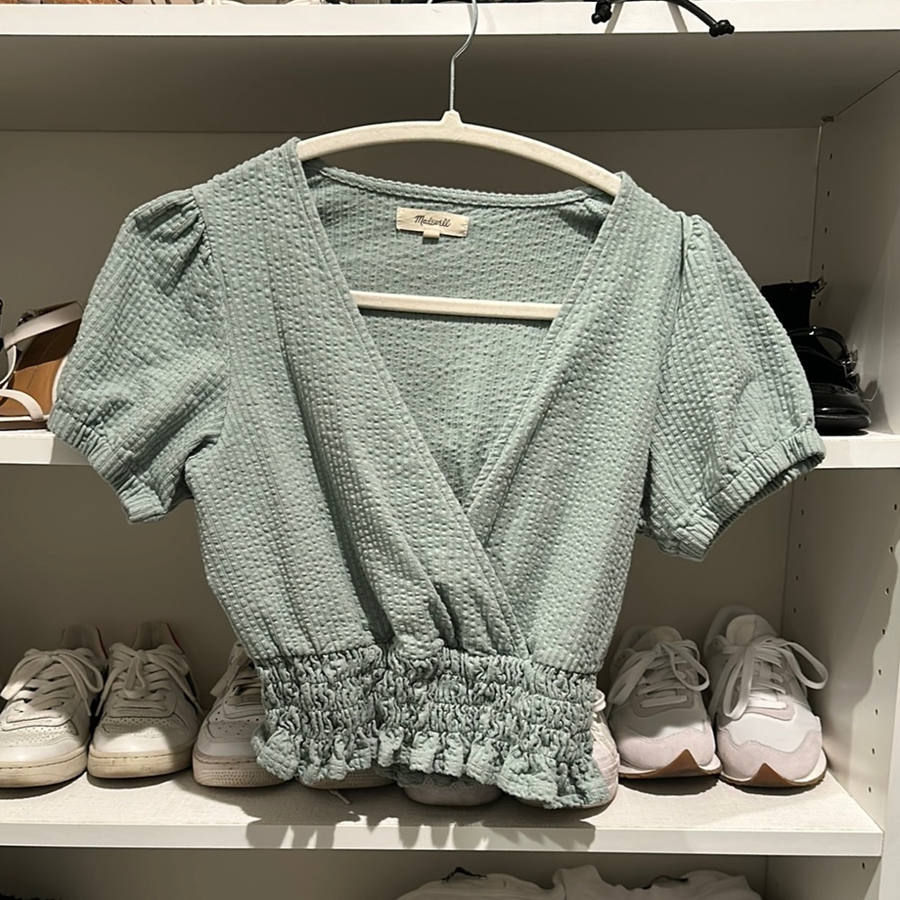 Madewell Mint Green Textured Top